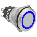 EAO Illuminated Push Button Switch, Momentary, Panel Mount, 19 mm Cutout, SPDT, Blue LED, IP65 IP67, 240 V 250 82-5551.1123