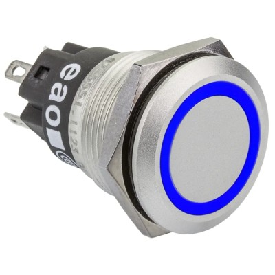 EAO Illuminated Push Button Switch, Momentary, Panel Mount, 19 mm Cutout, SPDT, Blue LED, IP65 IP67, 240 V 250 82-5551.1123