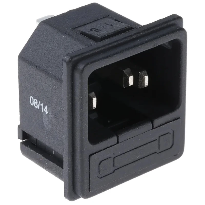 RS PRO C14 Straight Snap-in IEC Connector 250V 10A Male Fuse Size 5 x 20 mm 811-7204