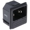 RS PRO C14 Straight Snap-in IEC Connector 250V 10A Male Fuse Size 5 x 20 mm 811-7204