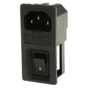 RS PRO C14 Straight Snap-in IEC Connector, 250V Voltage, 6A Current, Male, Fuse Size 5 x 20 mm 811-7229