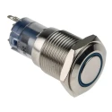 RS PRO Illuminated Push Button Switch Momentary Panel Mount 16 mm Cutout SPDT Blue LED IP65 IP67 250 V AC 811-8446