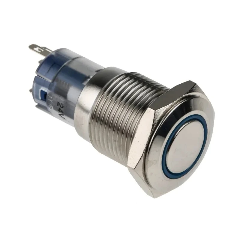 RS PRO Illuminated Push Button Switch Momentary Panel Mount 16 mm Cutout SPDT Blue LED IP65 IP67 250 V AC 811-8446