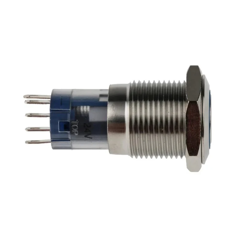 RS PRO Illuminated Push Button Switch Momentary Panel Mount 16 mm Cutout SPDT Blue LED IP65 IP67 250 V AC 811-8446