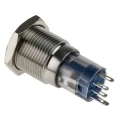 RS PRO Illuminated Push Button Switch Momentary Panel Mount 16 mm Cutout SPDT Blue LED IP65 IP67 250 V AC 811-8446
