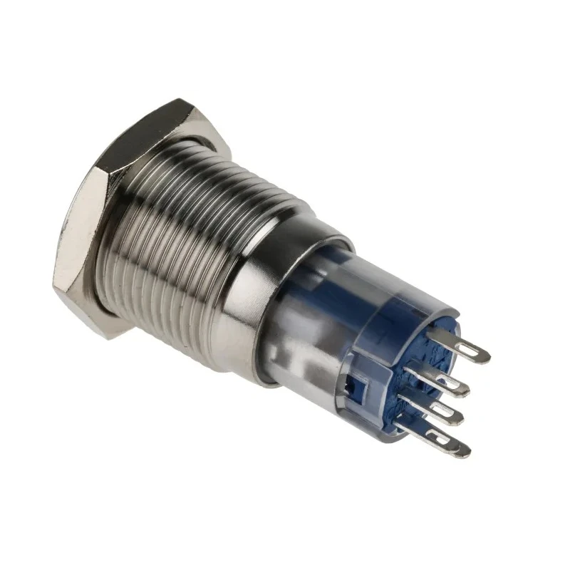RS PRO Illuminated Push Button Switch Momentary Panel Mount 16 mm Cutout SPDT Blue LED IP65 IP67 250 V AC 811-8446