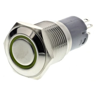 RS PRO Illuminated Momentary Push Button Switch, Panel Mount, 16 mm Cutout, SPDT, Yellow LED, IP65/IP67, 250 V AC 811-8465