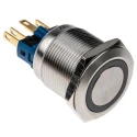 RS PRO Illuminated Push Button Switch, Latching, Panel Mount, 22 mm Cutout, SPDT, Blue LED, IP65, IP67, 250 V AC, 5A 811-8483