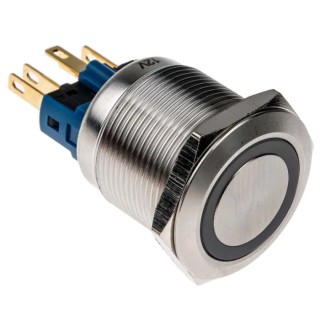 RS PRO Illuminated Push Button Switch, Latching, Panel Mount, 22 mm Cutout, SPDT, Blue LED, IP65, IP67, 250 V AC, 5A 811-8483