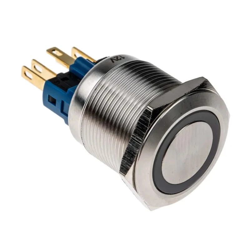 RS PRO Illuminated Push Button Switch, Latching, Panel Mount, 22 mm Cutout, SPDT, Blue LED, IP65, IP67, 250 V AC, 5A 811-8483