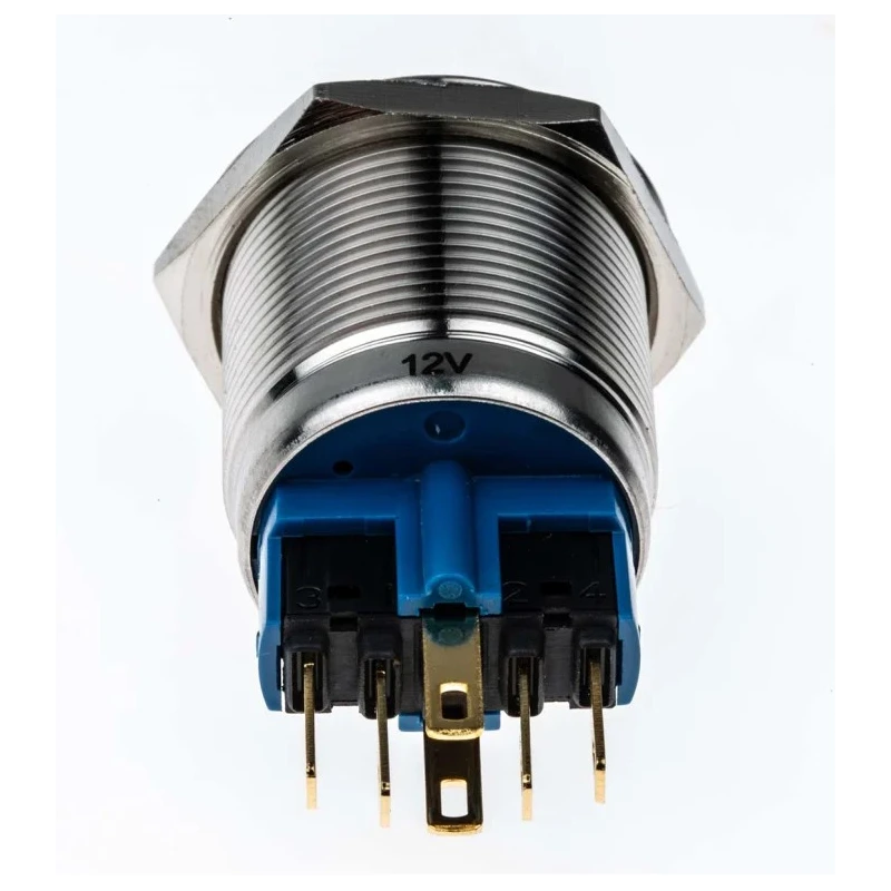 RS PRO Illuminated Push Button Switch, Latching, Panel Mount, 22 mm Cutout, SPDT, Blue LED, IP65, IP67, 250 V AC, 5A 811-8483