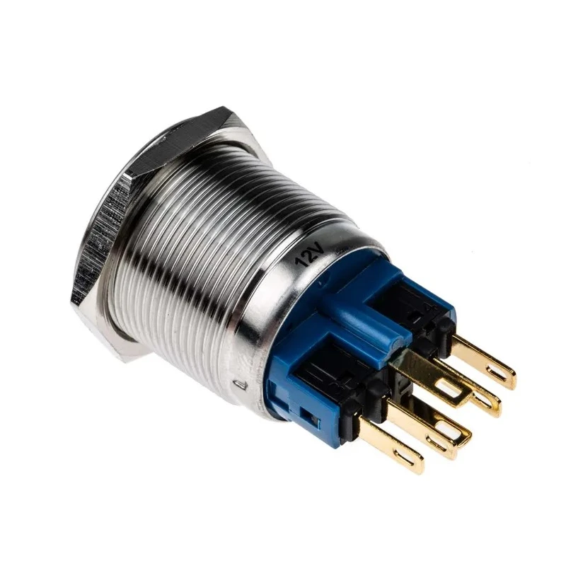 RS PRO Illuminated Push Button Switch, Latching, Panel Mount, 22 mm Cutout, SPDT, Blue LED, IP65, IP67, 250 V AC, 5A 811-8483
