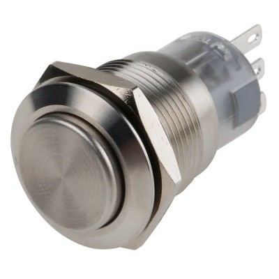 RS PRO Latching Push Button Switch, Panel Mount, 19 mm Diameter Cutout, SPDT, Chrome LED, IP65/IP67, 250V AC 5A 811-8566