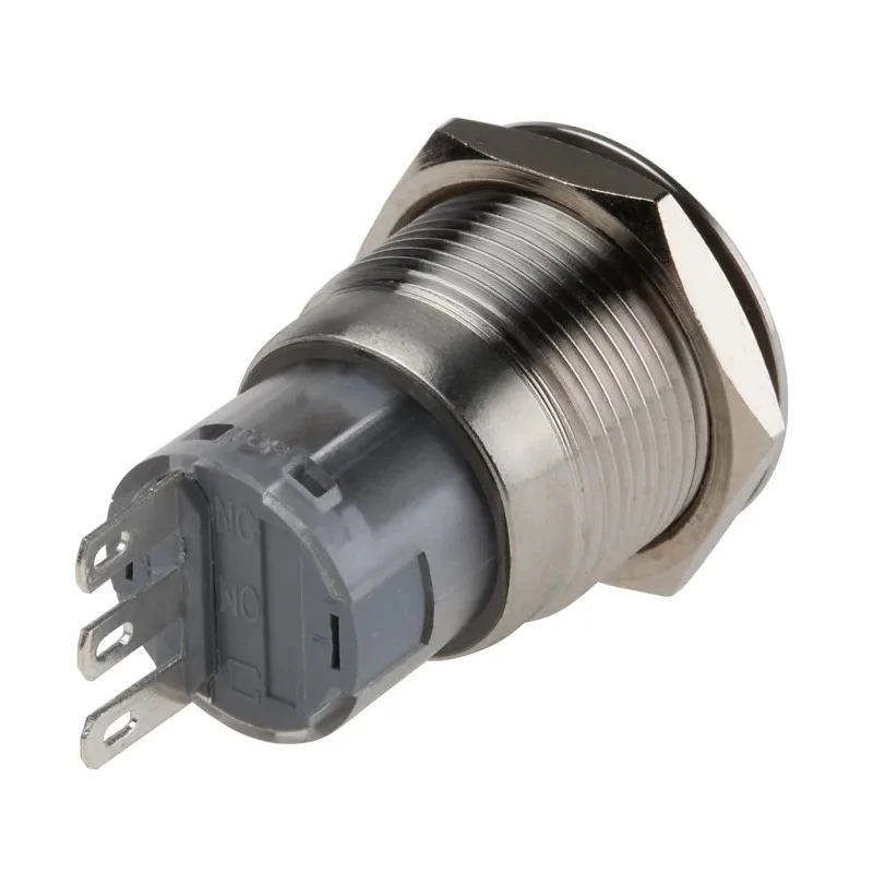 RS PRO Latching Push Button Switch, Panel Mount, 19 mm Diameter Cutout, SPDT, Chrome LED, IP65/IP67, 250V AC 5A 811-8566