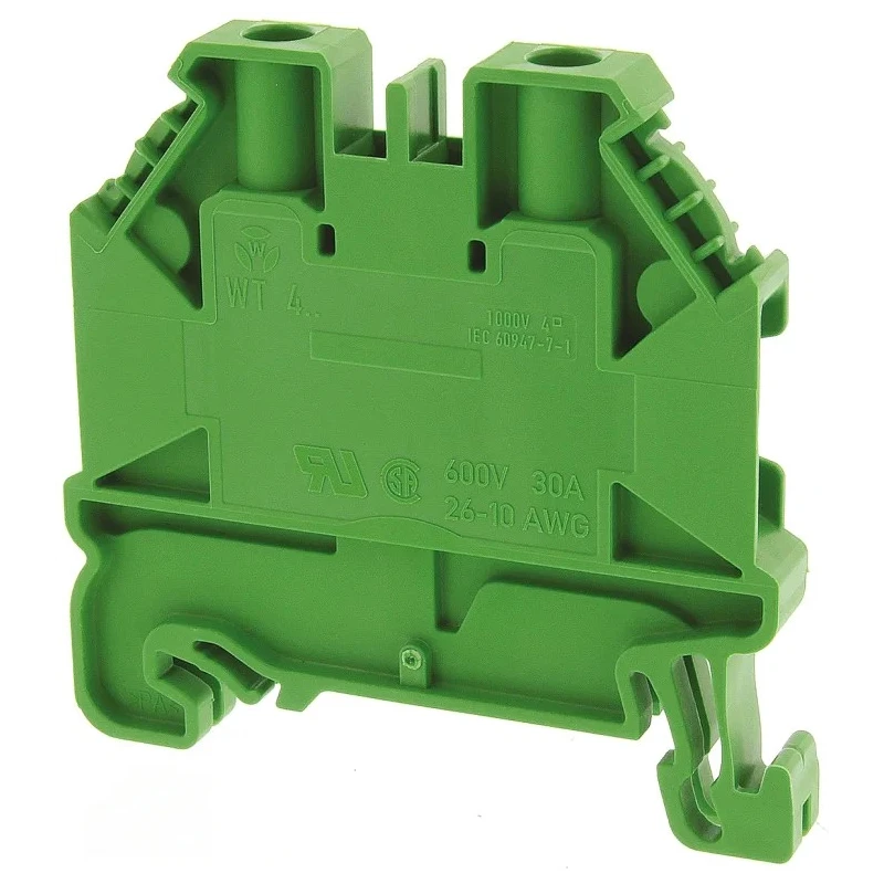 Wieland WT 4 Series Feed Through Terminal Block Green, 1-Level, 2 Positions, Screw Termination, 1kV, 32A ATEX 58.504.0055.7