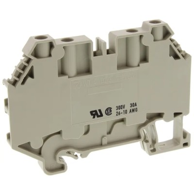 Wieland 2 Series WT 4 D2/2 Feed Through Terminal Block Grey, 10AWG to 26AWG, 1-Level, Screw Termination, 500V 58.504.5155.0
