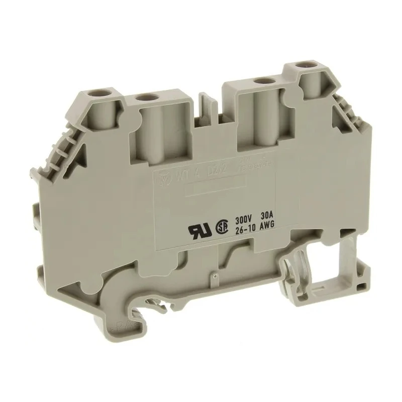 Wieland 2 Series WT 4 D2/2 Feed Through Terminal Block Grey, 10AWG to 26AWG, 1-Level, Screw Termination, 500V 58.504.5155.0