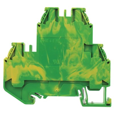 Wieland Earth Terminal Block Green Yellow 2-Level Screw Connection 26 AWG to 10 AWG 800V WT 4 E PE 58.504.9255.0