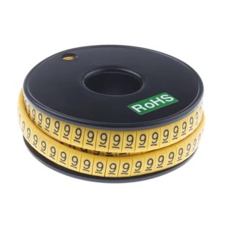 RS PRO Slide-On Cable Marker Black Pre-printed "9" for 3.5mm to 7mm Cable 812-1105