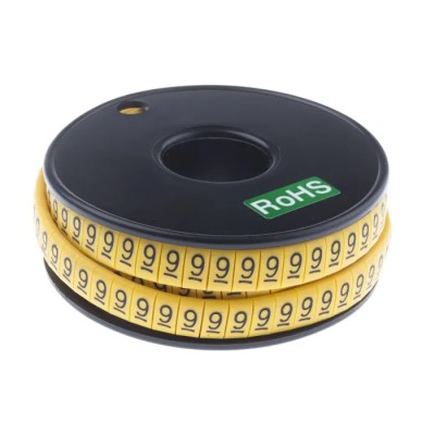 RS PRO Slide-On Cable Marker Black Pre-printed "9" for 3.5mm to 7mm Cable 812-1105