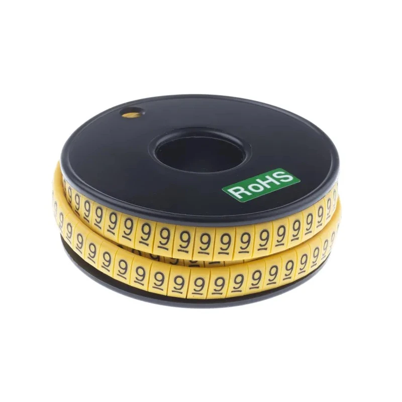 RS PRO Slide-On Cable Marker Black Pre-printed "9" for 3.5mm to 7mm Cable 812-1105
