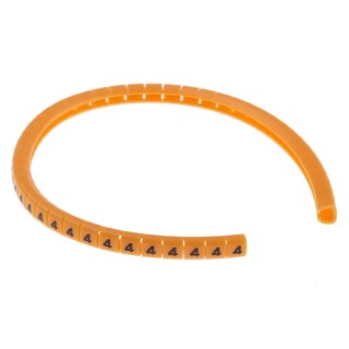RS PRO Snap-On Cable Marker Black Pre-Printed Legend 4 for 3.0-3.4 mm Cable Orange Polyamide 6 812-1262
