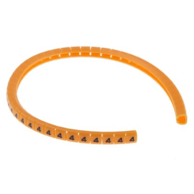 RS PRO Snap-On Cable Marker Black Pre-Printed Legend 4 for 3.0-3.4 mm Cable Orange Polyamide 6 812-1262