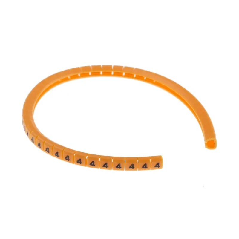 RS PRO Snap-On Cable Marker Black Pre-Printed Legend 4 for 3.0-3.4 mm Cable Orange Polyamide 6 812-1262