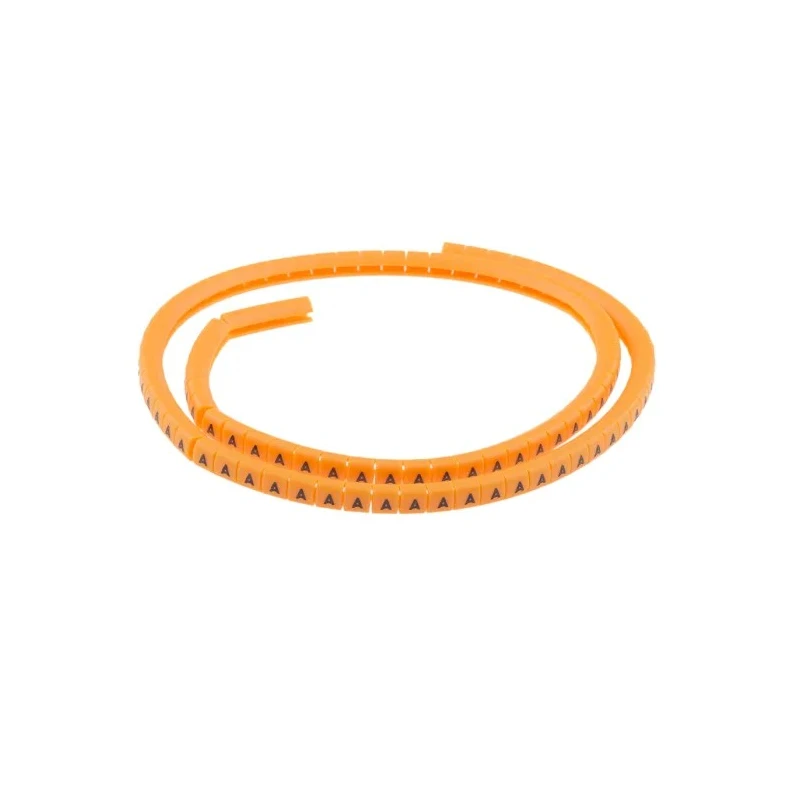 RS PRO Snap-On Cable Marker Black Pre-Printed A Polyamide 6 Orange 3-4 mm Cable Diameter 812-1284