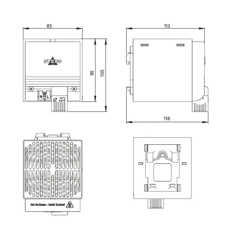 STEGO 50 °C Enclosure Heater 230V AC 85mm x 118mm 02821.0-09