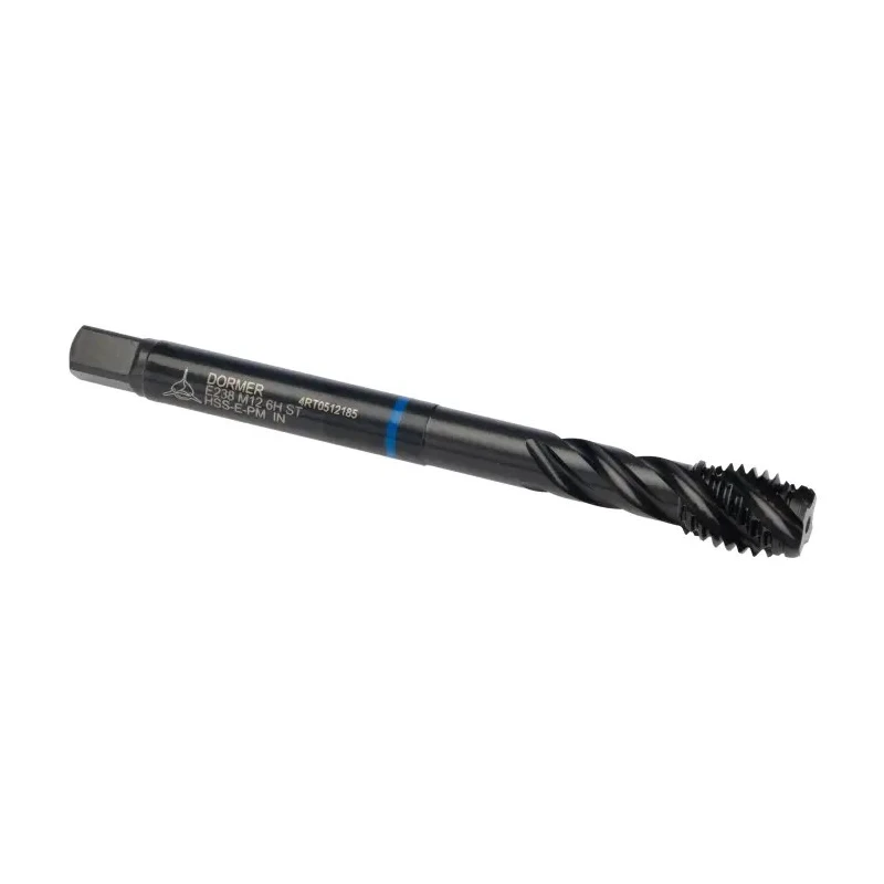 Dormer Threading Tap, M12 Thread, Metric Standard, Spiral Flute, 110mm Length, HSS Machine Tap E238M12