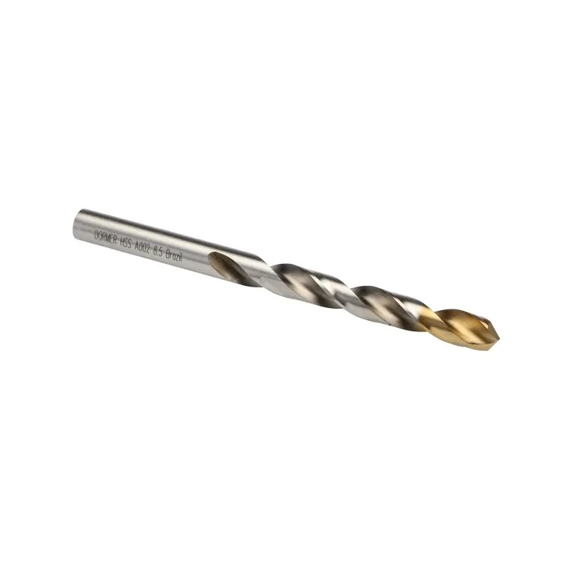 Dormer High Speed Steel Tin Drill Bit 8.5mm Diameter 117mm Overall Length Titanium Nitride Coated A002S8.5