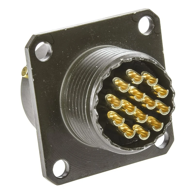 Amphenol Limited Brass Straight 14 Way Flange MIL Spec Circular Connector Female Olive Drab 62GB-50T12-14SN