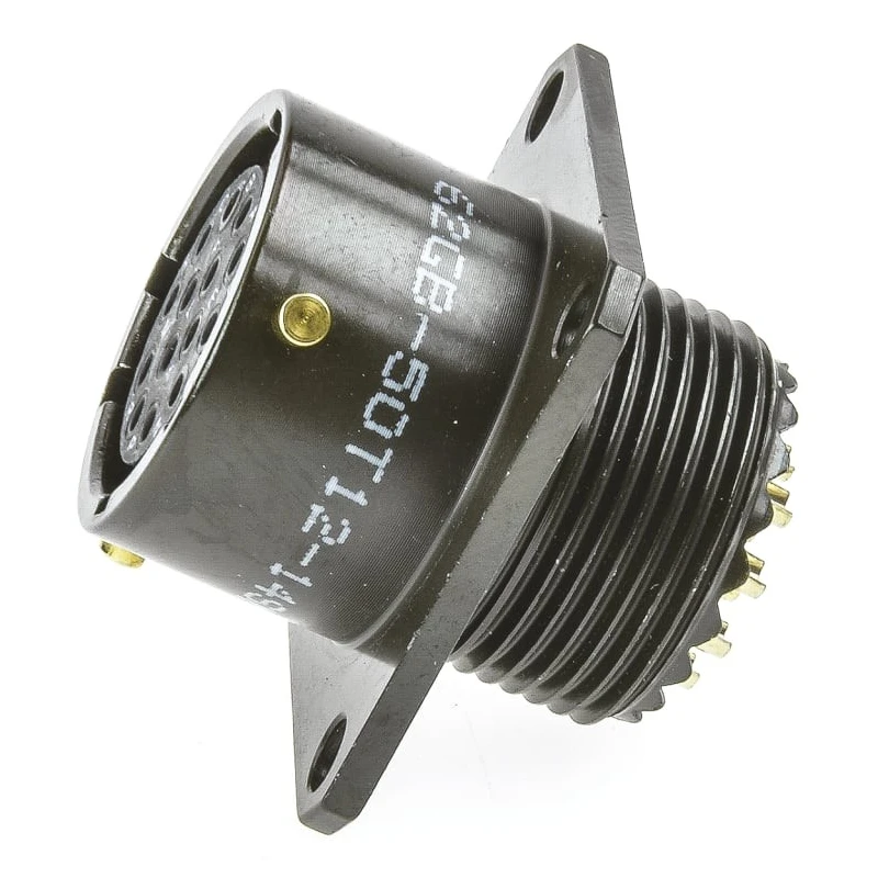 Amphenol Limited Brass Straight 14 Way Flange MIL Spec Circular Connector Female Olive Drab 62GB-50T12-14SN