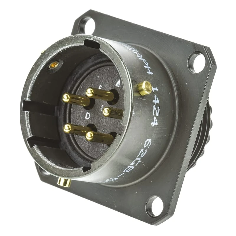 Amphenol Limited MIL Spec Circular Connector Brass Straight 5 Way Flange Female with Male Contacts Shell 62GB-50T14-05PN