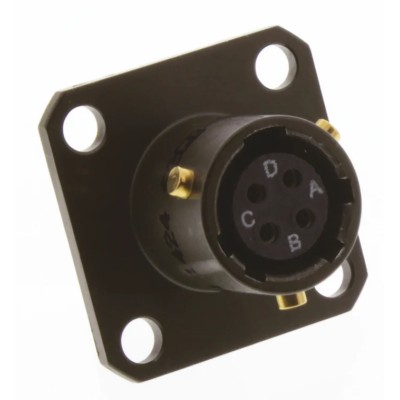 Amphenol Limited Brass Straight 4 Way Flange MIL Spec Circular Connector Female, Female Contacts, Shell Size 62GB-50T08-04SN