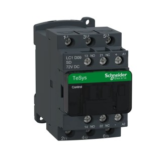 Schneider Electric LC1D09SD Contactor, 72V DC Coil, 3-Pole, 9 A, 4 kW, 3 NO, 600V AC LC1D09SD