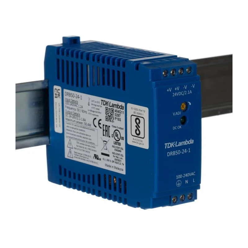 TRACOPOWER DRB Switched Mode DIN Rail Power Supply 85-264V AC Input 24-28V DC 2.1A 50W DRB-50-24-1