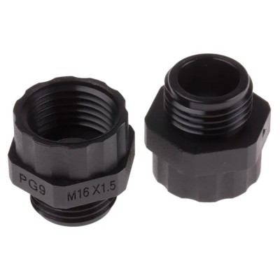 RS PRO Cable Gland Adapter PG9 Exterior Thread to M16 Interior Thread Polyamide 66 817-8886