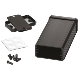 Hammond 1455 Series Black Black Lid Aluminium Enclosure IP54 25.1 mm x 80 mm x 45 mm 