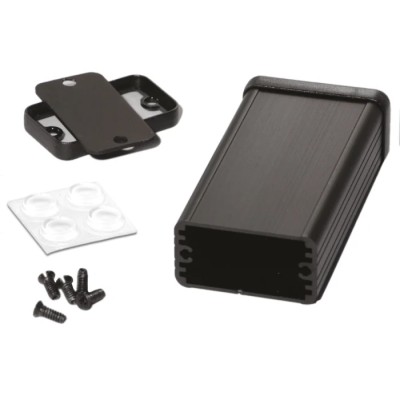 Hammond 1455 Series Black Black Lid Aluminium Enclosure IP54 25.1 mm x 80 mm x 45 mm 