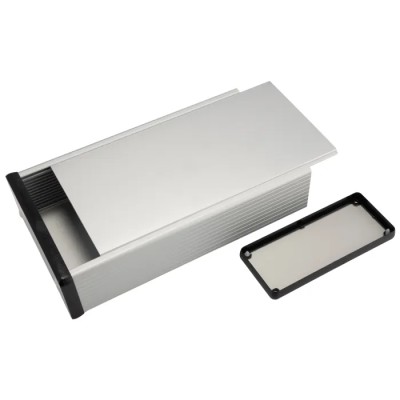 Hammond 1455 Series Silver Aluminium Enclosure with Black Lid IP54 51.5 mm x 220 mm x 125 mm 1455Q2201