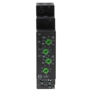GIC 1CJ Series Multifunction DIN Rail Timer Relay, 1-Contact SPDT, 240 V dc 12V ac, 240 V ac, 0.1s to 100h 1CJDT0