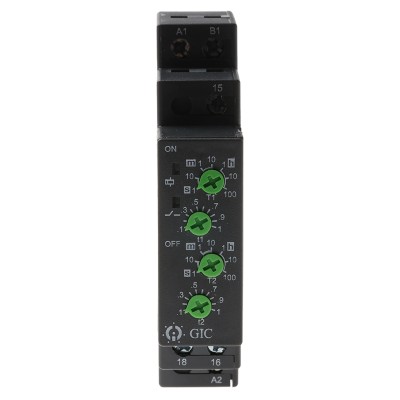 GIC 1CJ Series Multifunction DIN Rail Timer Relay, 1-Contact SPDT, 240 V dc 12V ac, 240 V ac, 0.1s to 100h 1CJDT0