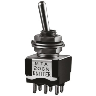 KNITTER-SWITCH Panel Mount DPDT Toggle Switch On-On Operation Solder Terminal 250 V AC MTA 206 R