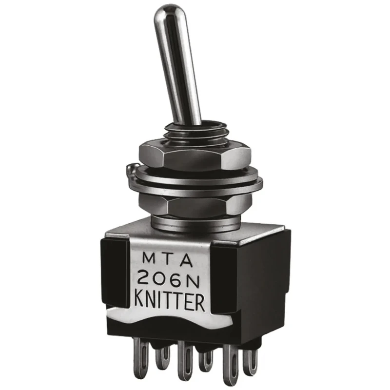 KNITTER-SWITCH Panel Mount DPDT Toggle Switch On-On Operation Solder Terminal 250 V AC MTA 206 R