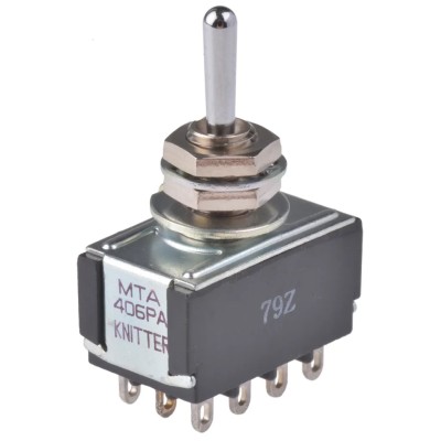 KNITTER-SWITCH Toggle Switch Panel Mount On-On-On 4PDT Solder Terminal 250 V ac MTA 406 PA