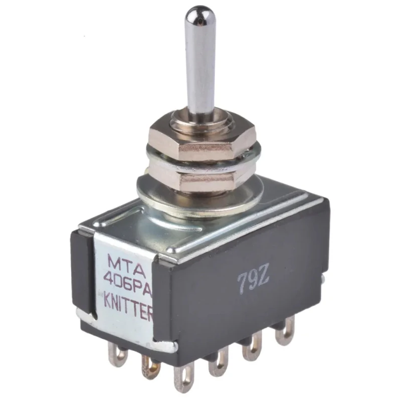 KNITTER-SWITCH Toggle Switch Panel Mount On-On-On 4PDT Solder Terminal 250 V ac MTA 406 PA