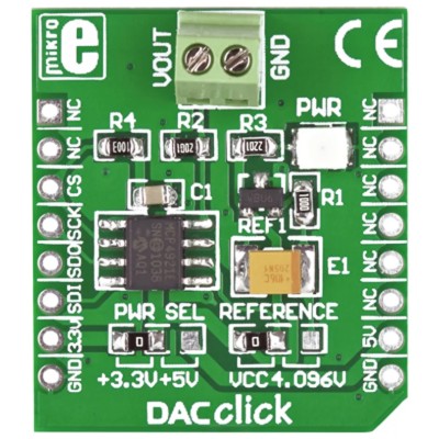 MikroElektronika MikroBus Click Board 12-Bit Digital-to-Analog Converter SPI Interface MIKROE-950