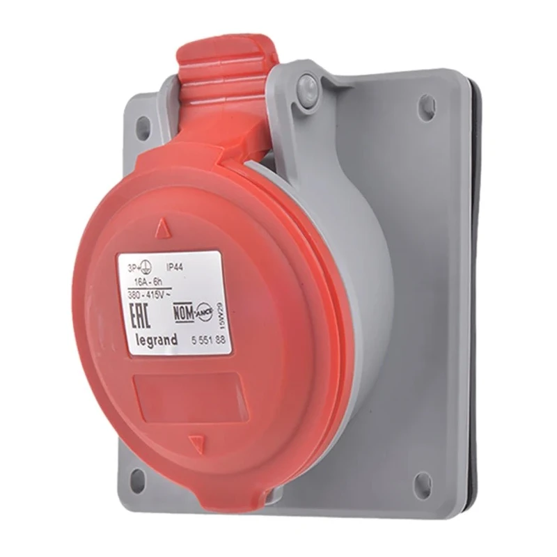 Legrand P17 Tempra Pro Panel Mount Industrial Power Connector 16A 415V IP44 Red 